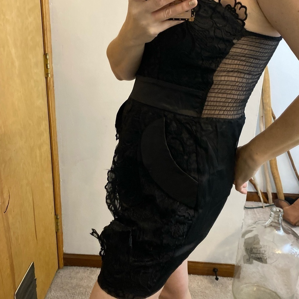 NWT Lucy Paris Black Lace Appliqué Cocktail Dress - Picture 11 of 16
